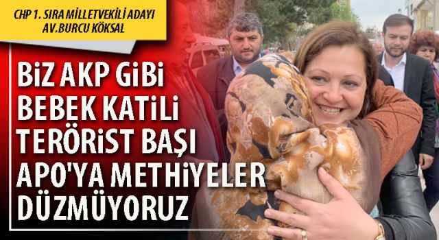Biz AKP gibi bebek katili terörist başı Apo'ya methiyeler düzmüyoruz