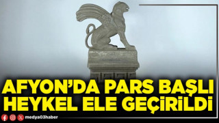 Afyon’da pars başlı heykel ele geçirildi